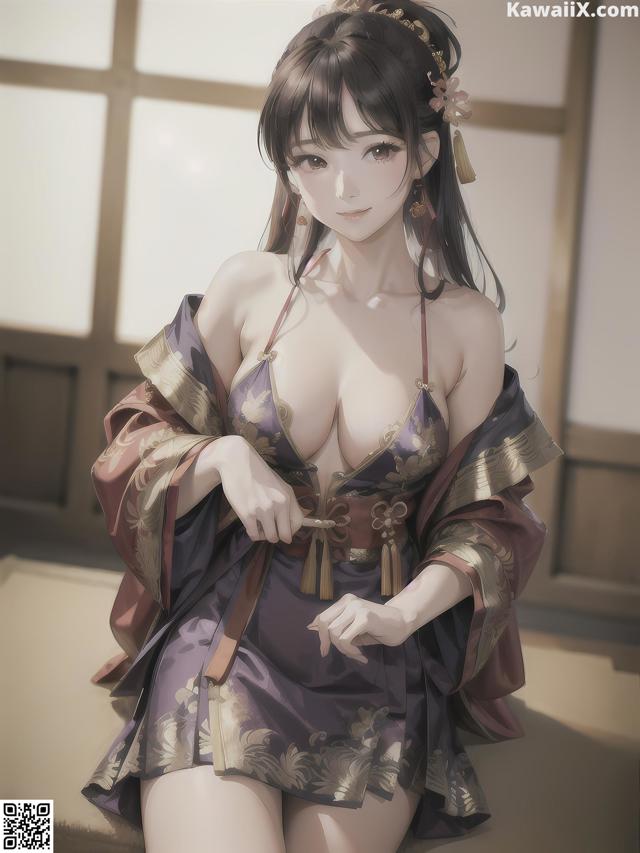 A woman in a kimono is posing for a picture.